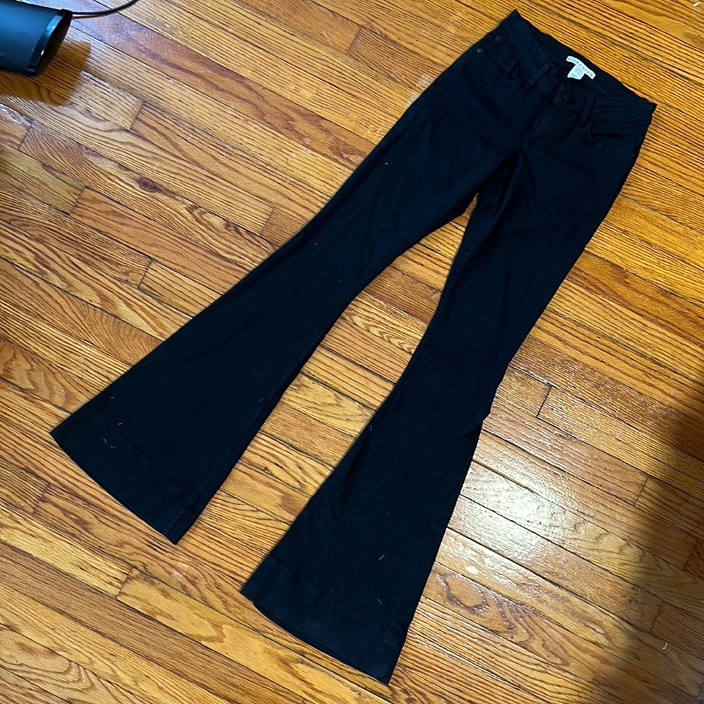 Black mid rise flare jeans